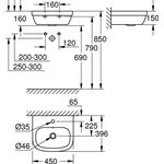 Grohe Handwaschbecken EURO KERAMIK 1 HL m ÜL 450x396mm awe - VPE: 27