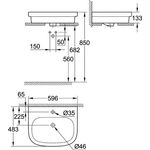 GROHE Aufsatzwaschtisch Euro Keramik 1 HL m ÜL 596x483mm PureGuard/awe