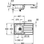 Grohe Einbauspülen-Set BAU m Küchenarma. m Abtropffläche edelstahl