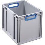 Transportstapelbehälter L400xB300xH320mm grau PP offener Griff blau