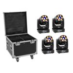 EUROLITE Set 4x LED TMH-H90 + Case mit Rollen