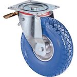 Lenkrolle m.Festst.D.260mm Trgf.160kg m.Platte Rollenlager Gum.blau BS ROLLEN