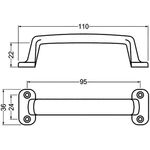 Handgriff A.22mm L.110mm B.36mm Alu-Guss silberf.elox.Löcher 4 HERMETA
