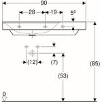 Geberit Waschtisch XENO² 900x480mm m Abl. re m HL o ÜL weiß KT