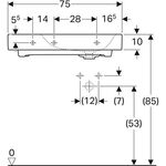 Geberit Waschtisch CITTERIO 750x500mm m Abl. li HL re o ÜL weiß KT