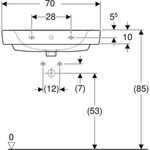 Geberit Aufsatzwaschtisch RENOVA PLAN m HL mit Überlauf 700x480mm weiß KT