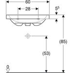 Geberit Aufsatzwaschtisch Light iCon 600x480mm o Hahnloch mit Überlauf weiß