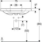 Geberit Waschtisch iCon Light 750x480mm m Abl. m HL ohne Überlauf weiß