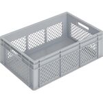 Transportbehälter L600xB400xH220mm grau PP Durchfassgr.Seitenwände durchbrochen