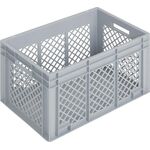 Transportbehälter L600xB400xH340mm grau PP Durchfassgr.Seitenwände durchbrochen