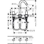 HG 3-Loch Waschtischarmatur LOGIS DN 15 m Zugst-Ablaufgarn. G 1 1/4Zoll chrom