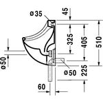 Duravit Urinal BILL 345x350mm Zul v hinten ohne Fliege weiß