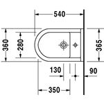 Duravit Wand-Bidet STARCK 3 m ÜL HLB 360x540mm 1 Hahnloch weiß WG