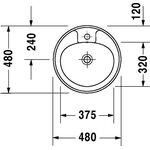 Duravit Einbauwaschtisch MANUA m ÜL HLB d= 480mm 1 Hahnloch weiß