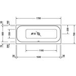 Duravit Rechteck-Badewanne HAPPY D.2 1 Rückenschräge links 1700x700mm weiß