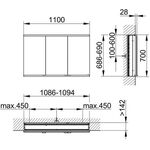 Keuco Spiegelschrank ROYAL MODULAR 2.0 Breite 1100mm Höhe 700mm Tiefe 160mm