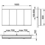 Keuco Spiegelschrank ROYAL MODULAR 2.0 Breite 1600mm Höhe 900mm Tiefe 160mm