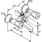 Kludi WF und Brausearmatur STANDARD DN 15 Terralux Griff KS chr
