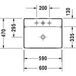 Duravit Aufsatzbecken DURASQUARE o ÜL m HLB 600x470mm ohne Hahnloch weiß