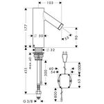 Elektronik-Waschtischmischer AXOR STARCK DN 15 Netzans 230 V m Temp.reg. bru ni