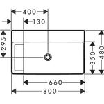 HG Waschtisch Xelu Q o HL o ÜL 800x480mm Ablage links weiß