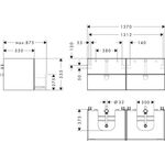 HG Waschtischunterschrank Xevolos E 1370x555x550mm Ko beige ma Fr Ei deunkel