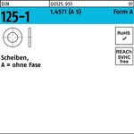 Unterlegscheibe DIN 125-1 A 8,4x16x1,6 A5/1.4571 100 Stück - VPE: 100