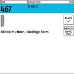 Rändelmutter DIN 467 niedrige FormM3 A 1/A 2 25 Stück - VPE: 25
