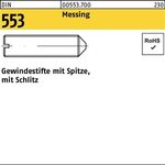 Gewindestift DIN 553 Schlitz/Spitze M4x 5 Messing 100 Stück - VPE: 100