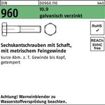 Sechskantschraube DIN 960 Schaft M14x1,5x 55 10.9 galv.verz. 50St. - VPE: 50