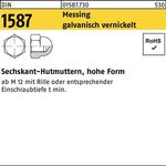 Sechskanthutmutter DIN 1587 M8 Messing galv. vernickelt 100 Stück - VPE: 100