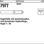 Kegelstift DIN 7977 Gewindezapfen 8x 65 Stahl Kegel 1:50 10 Stück - VPE: 10