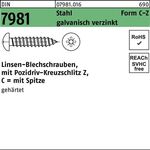 Blechschraube DIN 7981 LIKO PZ 4,8x 45 -C-Z Stahl galv.verz. Spitze 100St. - VPE: 100