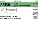 Gewindeöse R 88136 Typ 48 M6x 30 D 10 Stahl galv.verz. 100 Stück - VPE: 100