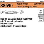 Dübel R 88690 SEKO-Schr. DUOPOWER 6x30 S Schr.verz./Dübel-Nylon 50St. FISCHER - VPE: 50