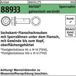Sechskantflanschschraube R 88933 Sperrz. VG M8x20 90/100 galv.verz. 200St. - VPE: 200