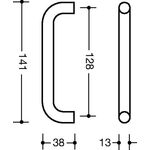 Möbelgriff PA 92 grau ma 128mm D.13mm HEWI