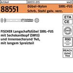 Langschaftdübel R 88551 SXRL 8x100 FUS Schr.Sta verz./Dübel-Nylon 50St. FISCHER - VPE: 50