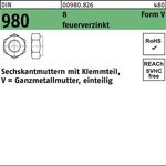 Sechskantmutter DIN 980 Klemmteil V M6 8 feuerverz. 100 Stück - VPE: 100