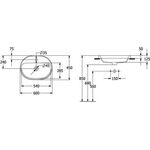 V&B Einbauwaschtisch ARCHITECTURA 600x400mm, mit ÜL, ov we C+