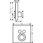 HG Thermostat Axor ShowerSelect UP Fertigset 2 Verbr ma-sw quadratisch