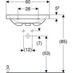 Geberit Aufsatzwaschtisch Light iCon 600x480mm m HL ohne Überlauf weiß KT