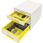 Leitz Schubladenbox WOW CUBE 52132044 4Schubfächer weiß/gelb