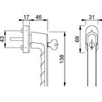 Fenstergriff Hamburg 0700S/UD9020 Alu.F9016/verkehrsweiß 32-42mm abschl.HOPPE
