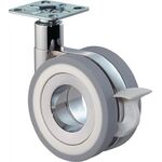Design-Doppelrolle mit Feststeller D. 75mm Trgf. 50kg Polyurethan Platte 47x47mm