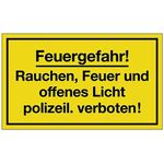 Hinweiszeichen Feuergefahr L250xB150mm gelb schwarz Ku.
