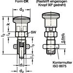 Rastbolzen GN 817 d1 8mm d2 M16 x 1,5mm l1 12mm Stahl,o.Rastsperre,m.Kontermut. - VPE: 5