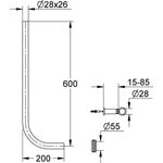 Grohe Spülrohr f WC-Druckspüler 600x200mm chr