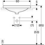 Geberit Einbauwaschtisch VariForm ov 600x480mm m HLB ohne Überlauf weiß KT