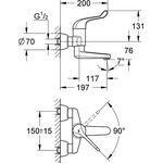 Grohe Einhand-Sicherheitsmischbatterie E 1/2Zoll Ausldg 197mm chr